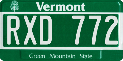 VT license plate RXD772