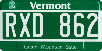 VT license plate RXD862