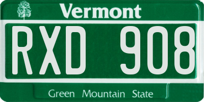 VT license plate RXD908