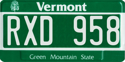 VT license plate RXD958
