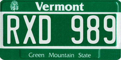 VT license plate RXD989