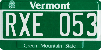 VT license plate RXE053