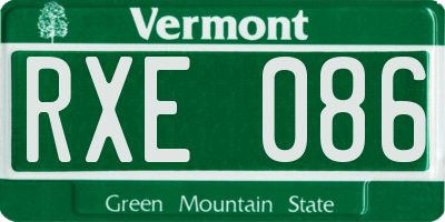 VT license plate RXE086