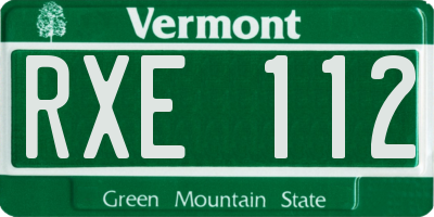 VT license plate RXE112
