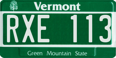 VT license plate RXE113