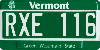 VT license plate RXE116