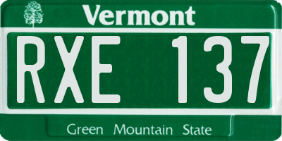 VT license plate RXE137