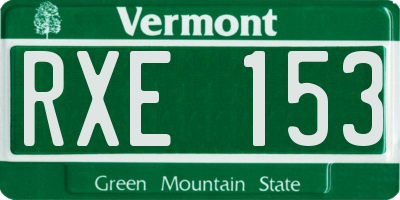 VT license plate RXE153
