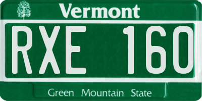 VT license plate RXE160
