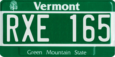 VT license plate RXE165