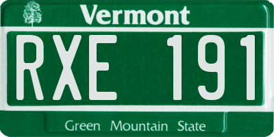 VT license plate RXE191