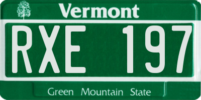 VT license plate RXE197