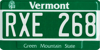 VT license plate RXE268