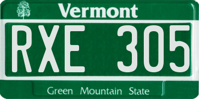 VT license plate RXE305