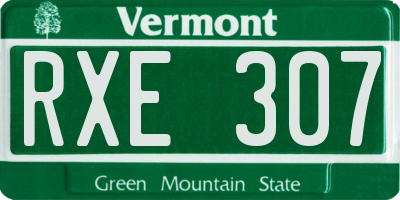 VT license plate RXE307