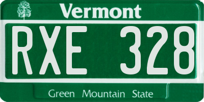 VT license plate RXE328