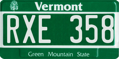 VT license plate RXE358