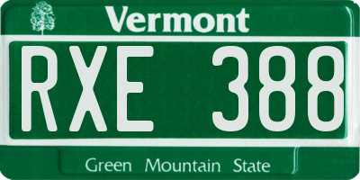 VT license plate RXE388