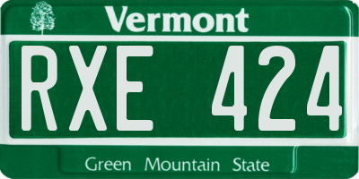 VT license plate RXE424
