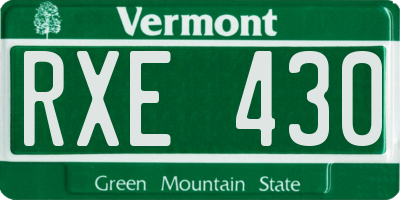 VT license plate RXE430