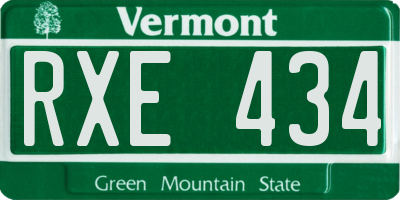 VT license plate RXE434