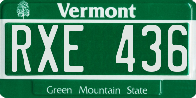 VT license plate RXE436