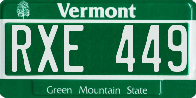 VT license plate RXE449