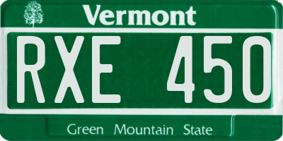 VT license plate RXE450