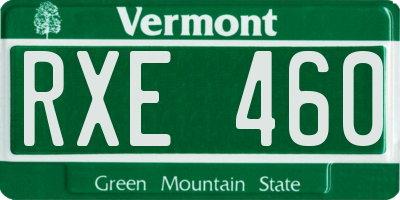 VT license plate RXE460
