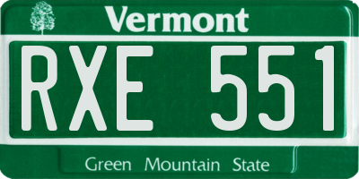 VT license plate RXE551