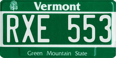 VT license plate RXE553