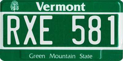 VT license plate RXE581