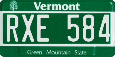 VT license plate RXE584