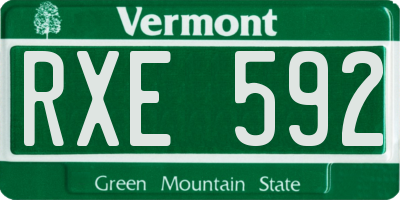 VT license plate RXE592