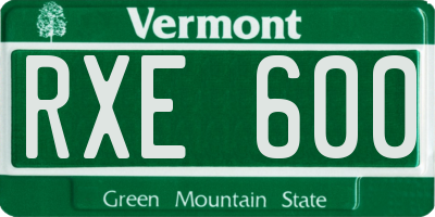 VT license plate RXE600