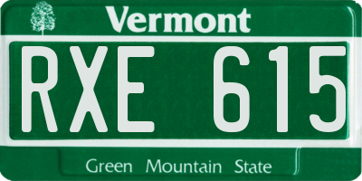 VT license plate RXE615