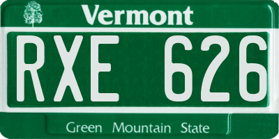 VT license plate RXE626