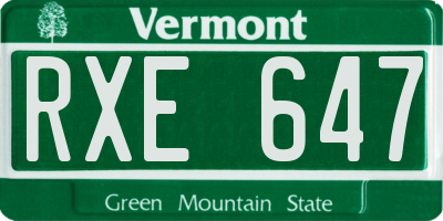 VT license plate RXE647