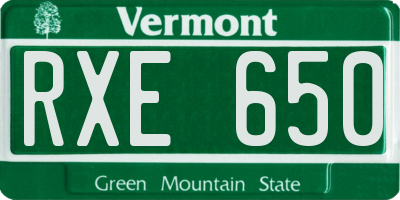 VT license plate RXE650