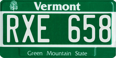 VT license plate RXE658