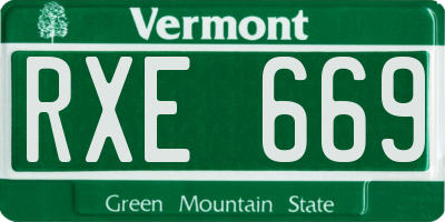 VT license plate RXE669