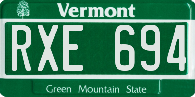 VT license plate RXE694