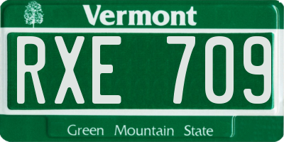 VT license plate RXE709