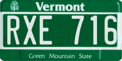 VT license plate RXE716