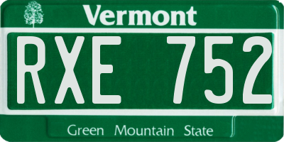 VT license plate RXE752
