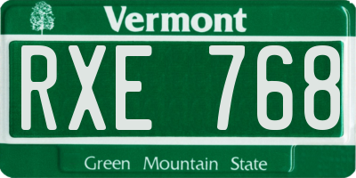 VT license plate RXE768