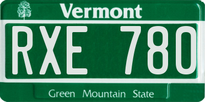 VT license plate RXE780