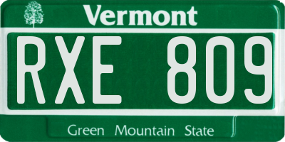 VT license plate RXE809