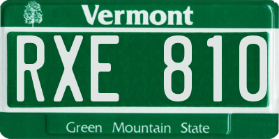 VT license plate RXE810