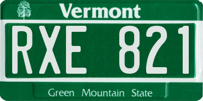 VT license plate RXE821